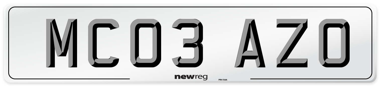 MC03 AZO Number Plate from New Reg